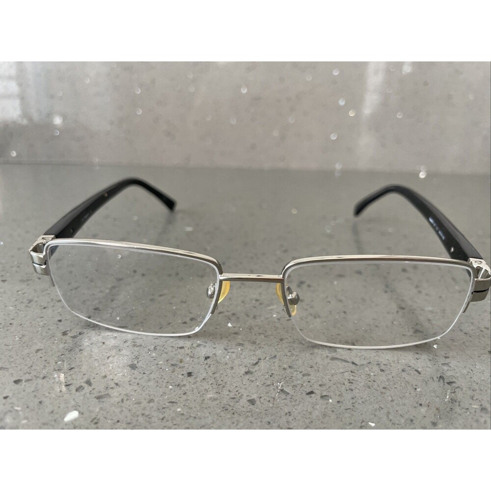 Superflex 377 c.1 54-19-145 Black Half Rim Eyeglasses Frames ONLY Silver